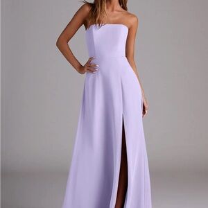 Azazie Purple Strapless Slit Gown Prom Size 4